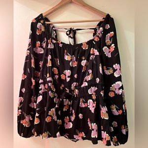Ava & Viv’s Women’s Black Floral Blouse